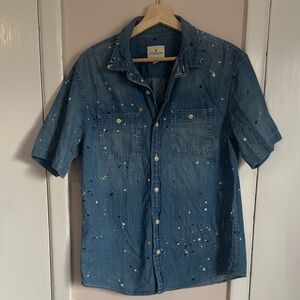American Eagle Outfitters Blue Paint Splatter Shirt
